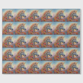 名前をカスタムする美しいユニコーン ラッピングペーパー (フラット)