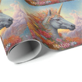 名前をカスタムする美しいユニコーン ラッピングペーパー (ロールコーナー)