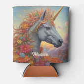 名前をカスタムする美しいユニコーン 缶クーラー (正面)