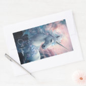 名前をカスタムする美しいユニコーン 長方形シール (封筒)