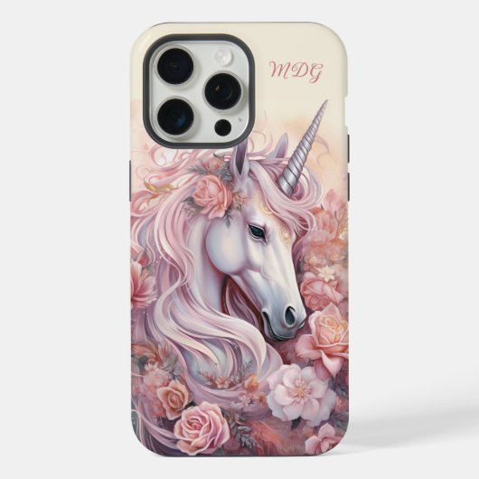 名前をカスタムする美しいユニコーン iPhoneケース (裏面)