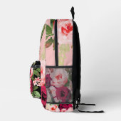 名前をカスタムする美しい植物水色フローラ プリントバックパック (右)