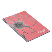 名前をカスタムする美しい花デザイン手帳 ノートブック (右側)