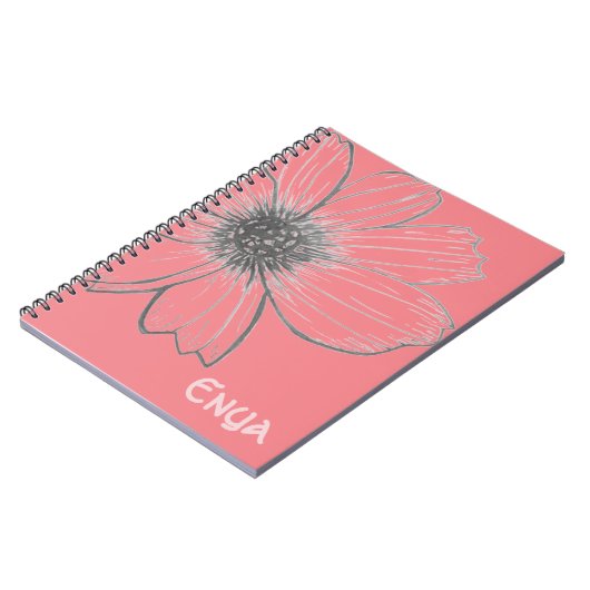 名前をカスタムする美しい花デザイン手帳 ノートブック (左側)