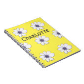 名前をカスタムする美しい花デザイン手帳 ノートブック (右側)