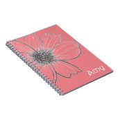 名前をカスタムする美しい花デザイン手帳 ノートブック (右側)