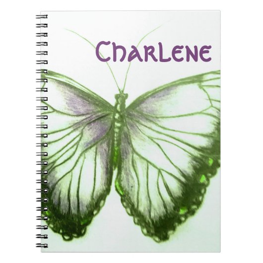 名前をカスタムする美しい蝶のノート ノートブック (正面)