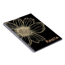 名前をカスタムする美しい金ゴールドフラワーデザイン手帳