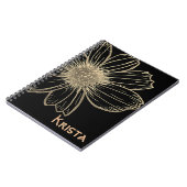 名前をカスタムする美しい金ゴールドフラワーデザイン手帳 ノートブック (左側)