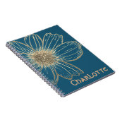 名前をカスタムする美しい金ゴールドフラワーデザイン手帳 ノートブック (右側)