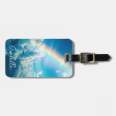 名前をカスタムする美的な虹と雲 ラゲッジタグ (正面横)