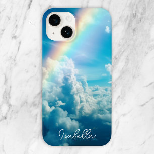 名前をカスタムする美的な虹と雲 Case-Mate iPhone 14ケース