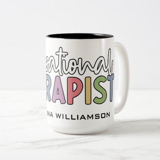 名前をカスタムする職業セラピストOTギフト ツートーンマグカップ (正面右)