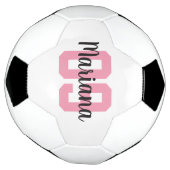 名前をカスタムする自分の女の子をピンクに作成パーソナライズされた サッカーボール (回転)