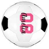 名前をカスタムする自分の女の子をピンクに作成パーソナライズされた サッカーボール (回転)