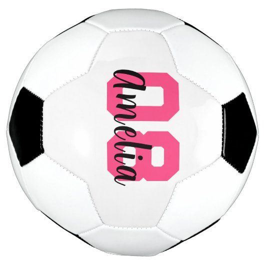 名前をカスタムする自分の女の子をピンクに作成パーソナライズされた サッカーボール (回転)