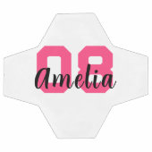名前をカスタムする自分の女の子をピンクに作成パーソナライズされた サッカーボール (フラット)