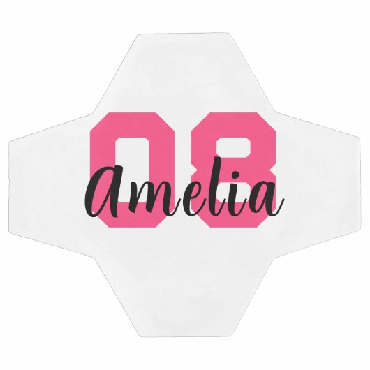 名前をカスタムする自分の女の子をピンクに作成パーソナライズされた サッカーボール (フラット)