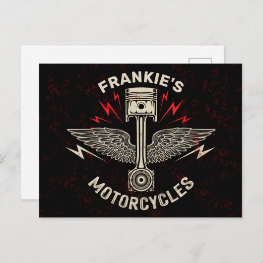 名前をカスタムする自動二輪車ピストン翼バイクもしくは自転車に乗る人車 ポストカード (正面/裏面)