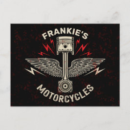 名前をカスタムする自動二輪車ピストン翼バイクもしくは自転車に乗る人車 ポストカード