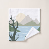 名前をカスタムする自然イラストレーション バスタオルセット (ウォッシュタオル)