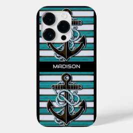 名前をカスタムする航海のいかりパターン Case-Mate iPhone 14 PROケース