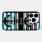 名前をカスタムする航海のいかりパターン Case-Mate iPhoneケース (裏面 (横))