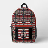 名前をカスタムする航海のいかり プリントバックパック (正面)