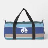 名前をカスタムする航海のストライプ ダッフルバッグ (正面)
