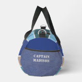 名前をカスタムする航海のストライプ ダッフルバッグ (右)