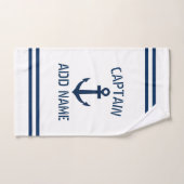 名前をカスタムする船航海のいかり船長 ハンドタオル (ハンドタオル)