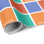 名前をカスタムする色正方形 ラッピングペーパー (ロールコーナー)