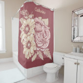 名前をカスタムする花イラストレーションシャワーカーテン シャワーカーテン (インサイチュ)