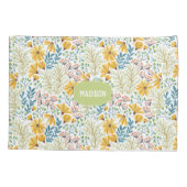 名前をカスタムする花イラストレーション枕 枕カバー (裏面)