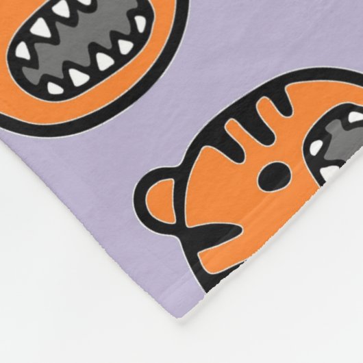 名前をカスタムする茶色の虎の顔模様 フリースブランケット (角)