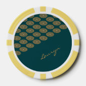 名前をカスタムする茶色フローラオンパイングリーン ポーカーチップ (正面)