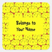 名前をカスタムする蔵書票おもしろいイエローキャッツスクエアスティ スクエアシール (正面)