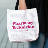 名前をカスタムする薬局の技術者のタイポグラフィワード トートバッグ