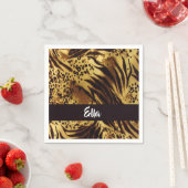 名前をカスタムする虎の皮膚プリント スタンダードカクテルナプキン (インサイチュ)