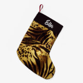 名前をカスタムする虎皮プリント スモールクリスマスストッキング (正面 (吊り時))