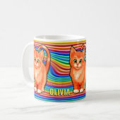名前をカスタムする虹と子猫マグ。コーヒーマグ コーヒーマグカップ (正面左)