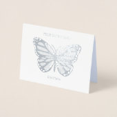 名前をカスタムする蝶の誕生日カンプレアノスシルバー 箔カード (正面)