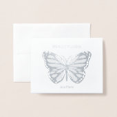 名前をカスタムする蝶の誕生日カンプレアノスシルバー 箔カード (封筒付き正面)