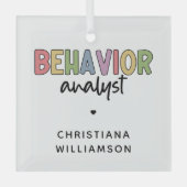 名前をカスタムする行動アナリストBCBAギフト ガラスオーナメント (正面)