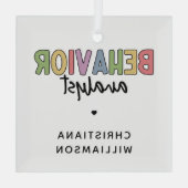 名前をカスタムする行動アナリストBCBAギフト ガラスオーナメント (裏面)