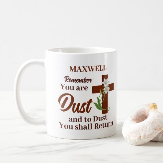 名前をカスタムする覚えて塵 | 灰（水） コーヒーマグカップ (ドーナツ)