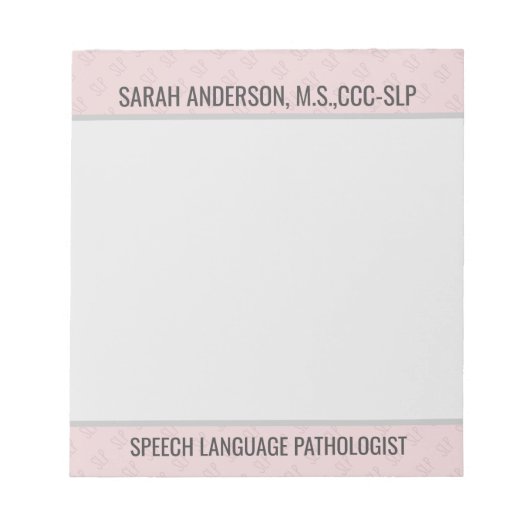 名前をカスタムする言語病理医SLP注意 ノートパッド (正面)
