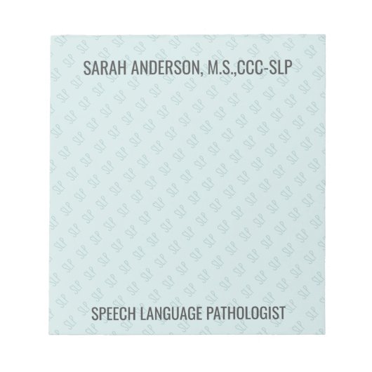 名前をカスタムする言語病理医SLP注意 ノートパッド (正面)