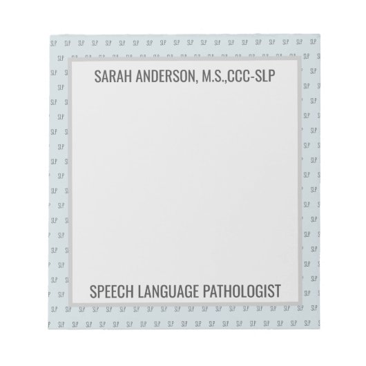 名前をカスタムする言語病理医SLP注意 ノートパッド (正面)
