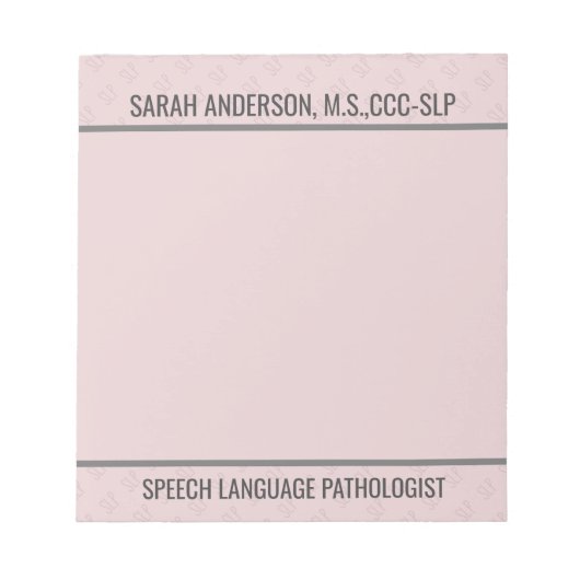 名前をカスタムする言語病理医SLP注意 ノートパッド (正面)